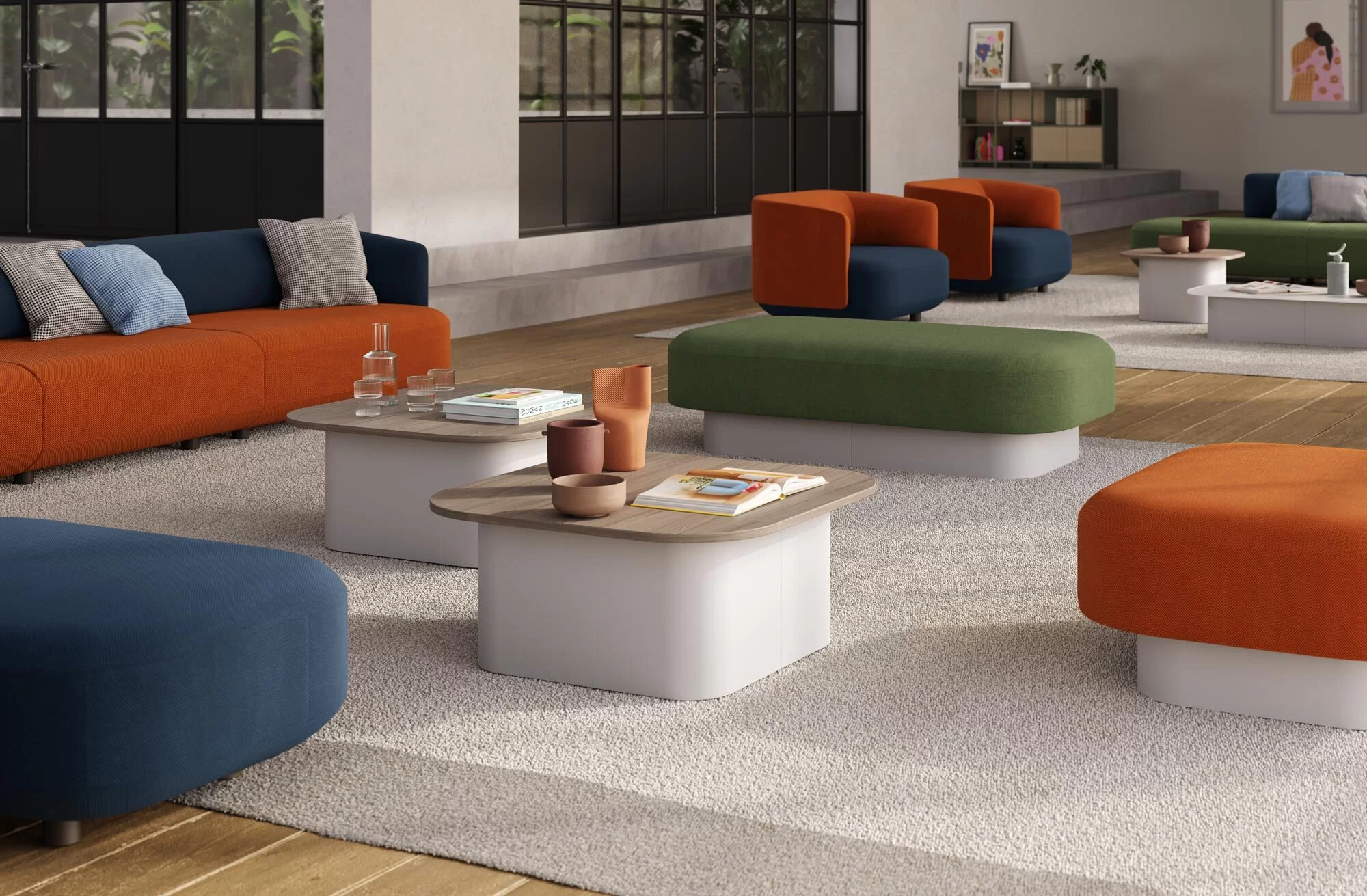 Coffee tables, chairs, benches and sofas. Everything you need for waiting room furniture