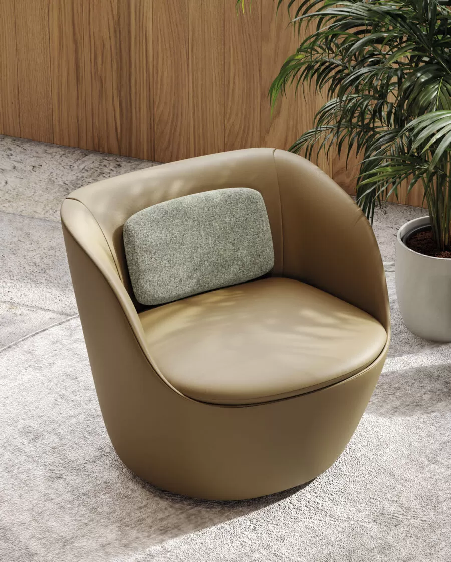 Leather and Fabric Office Armchair - Radar Frezza