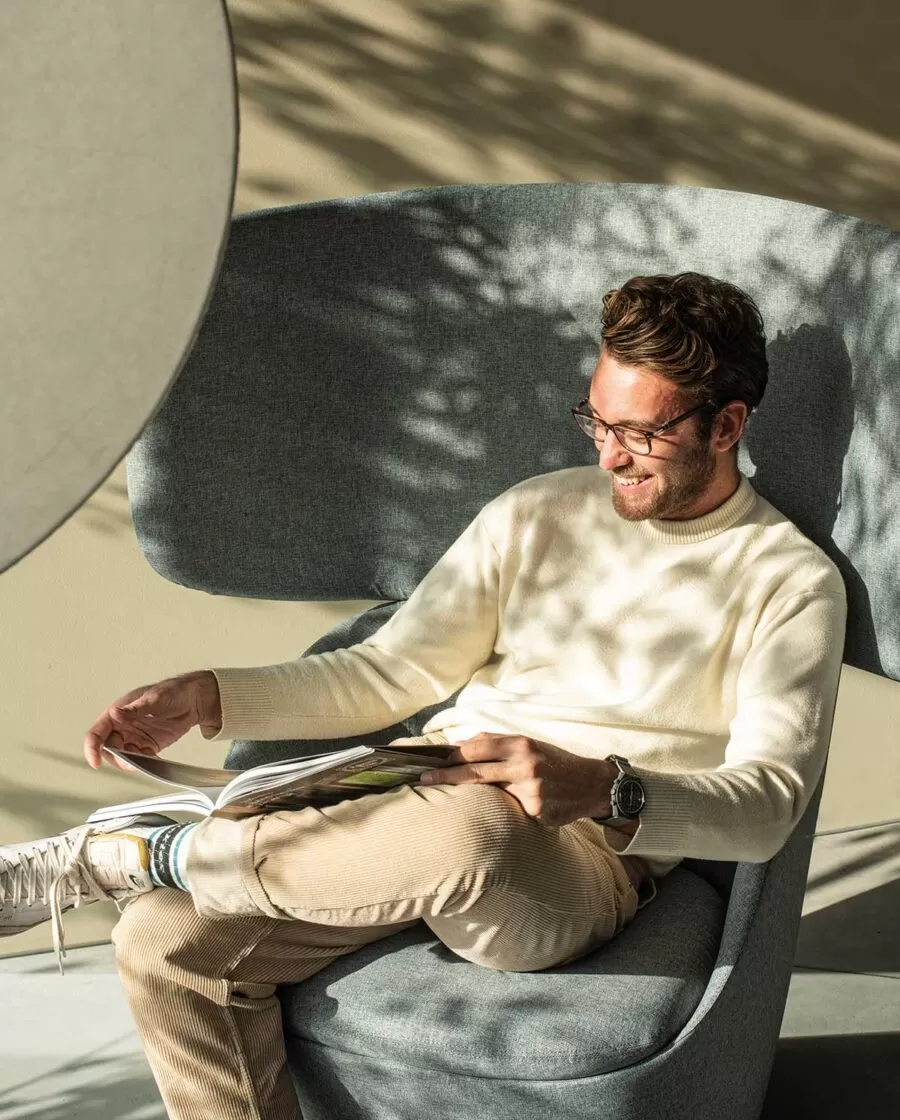 Leather and Fabric Design Office Armchair - Radar Frezza
