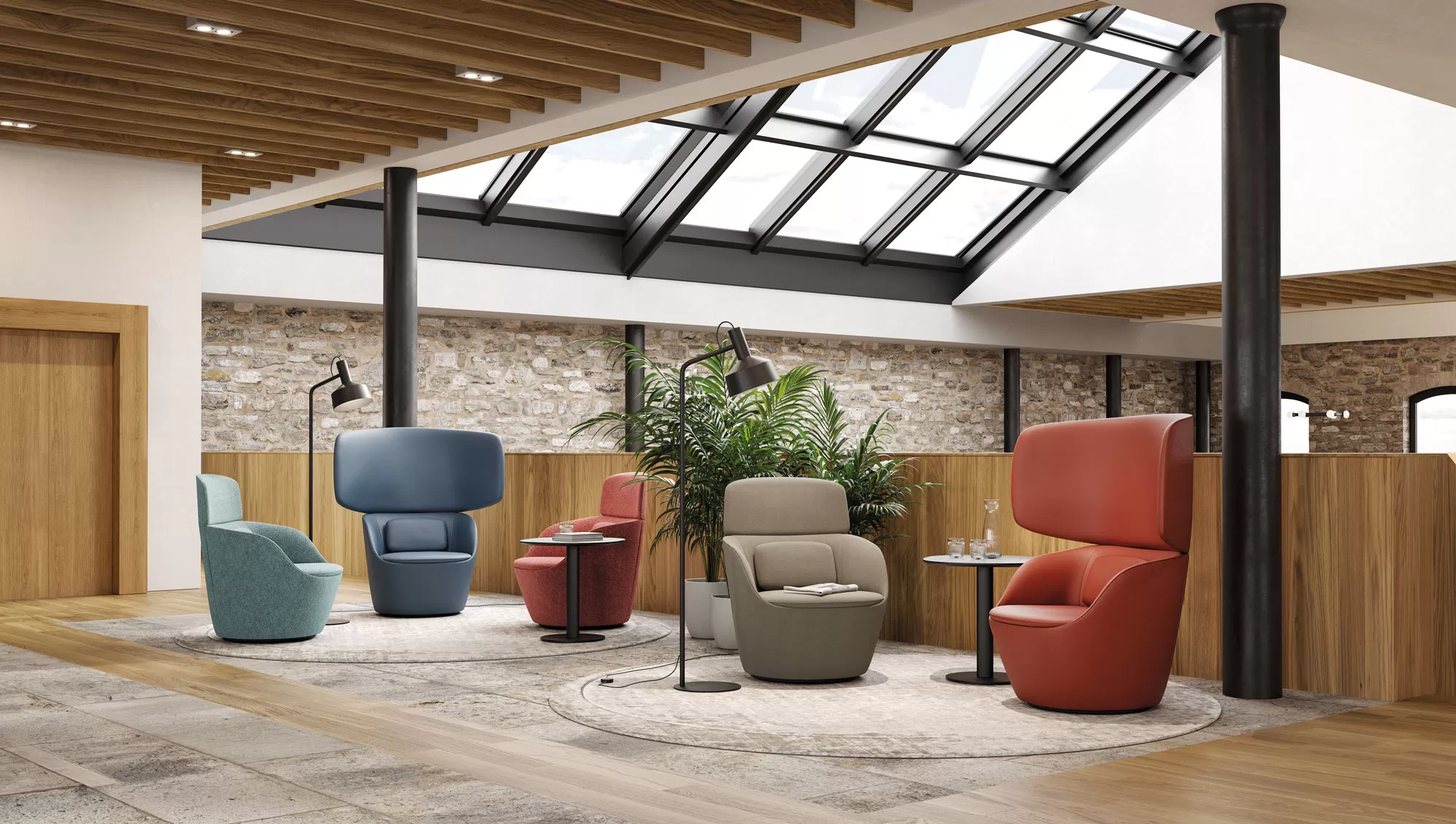 Leather and Fabric Design Office Armchair - Radar Frezza
