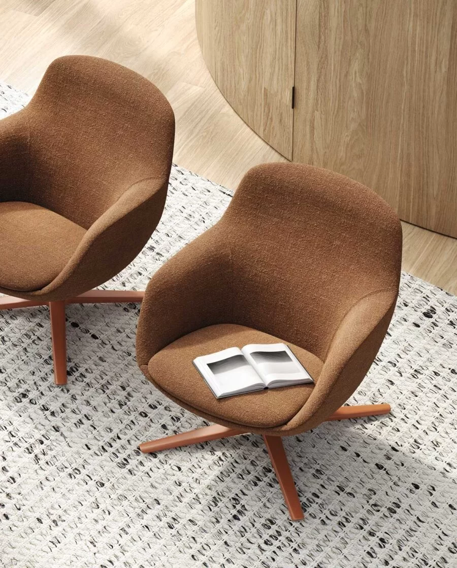 Lounge Armchair in Fabric or Leather