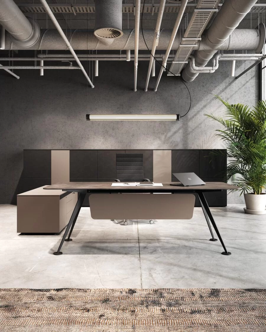 Executive Design Desk in Glass and Wood. Luxury executive desk - Spike