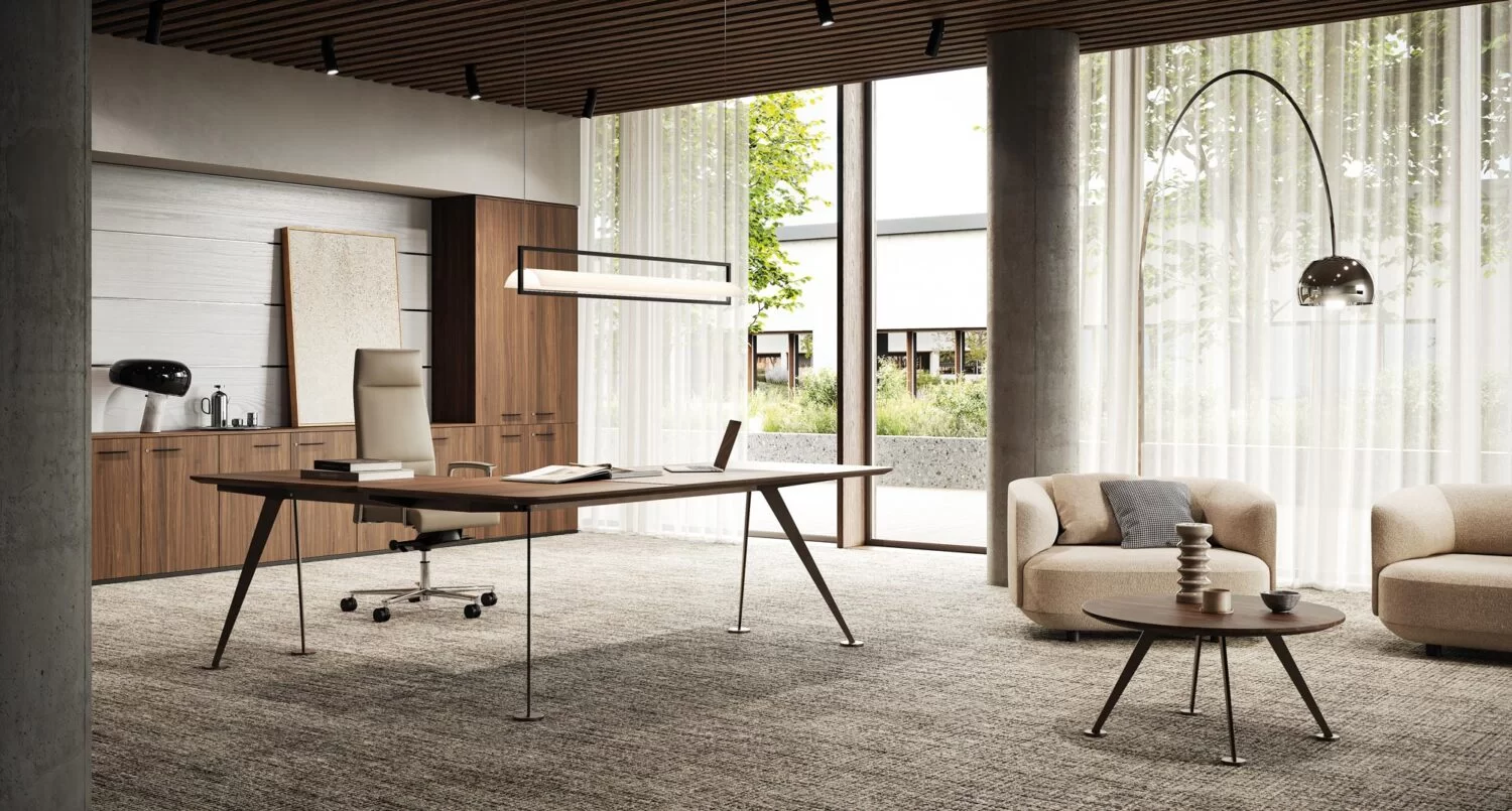 Executive Design Desk in Glass and Wood. Luxury executive desk - Spike