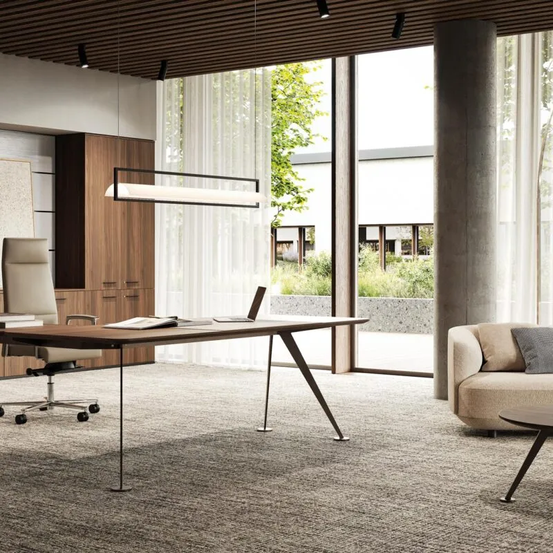 Executive Design Desk in Glass and Wood. Luxury executive desk - Spike