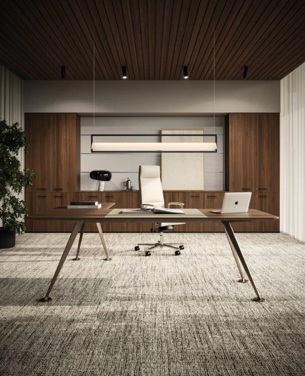 Executive Design Desk in Glass and Wood. Luxury executive desk - Spike