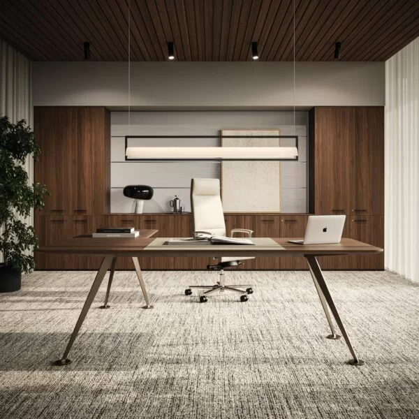 Executive Design Desk in Glass and Wood. Luxury executive desk - Spike