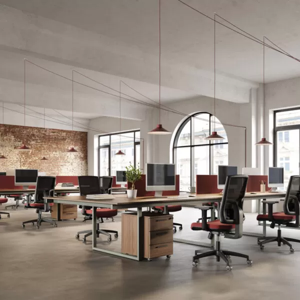 Open Space Bench Desks with Partition Screens - Be.1