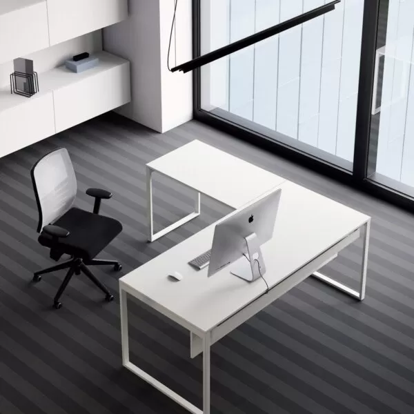 White Office Desk available in black and aluminum colors - Pop