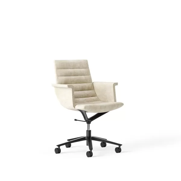 Guest Chair for Office in Leather and Fabric - Key