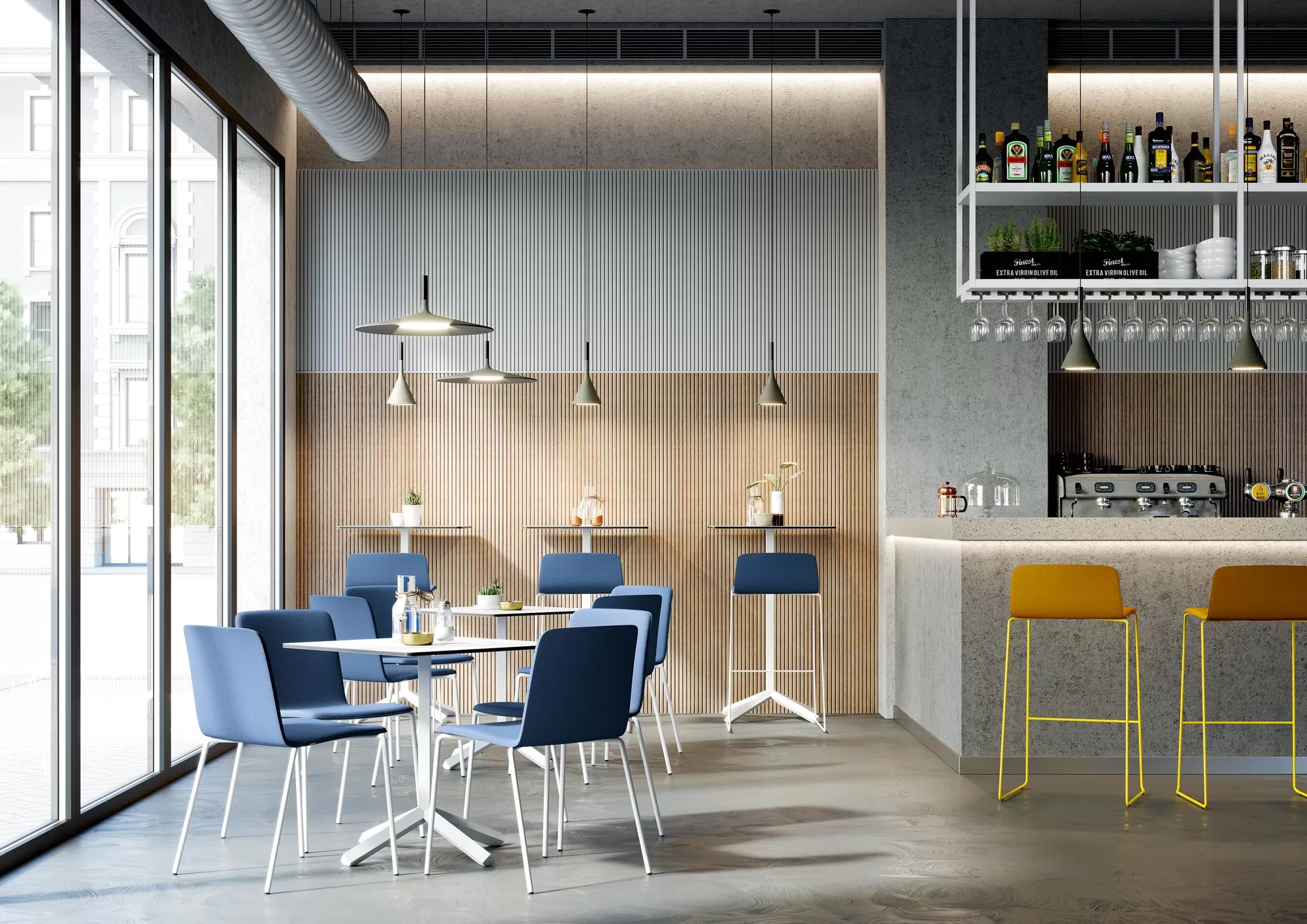 Restaurant Tables. Square and Round Design Tables - Flamingo