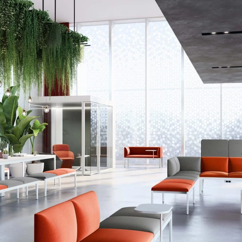 Alplus complete office furniture collection. Desks, armchairs, sofas, meeting tables. Alplus Frezza