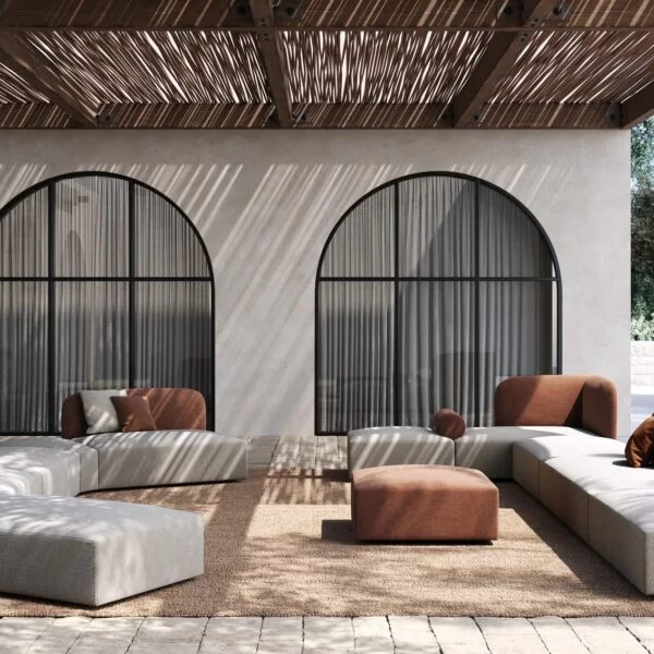 Alplus Lounge is a collection of Luxury Outdoor Sofas, ideal for outdoor lounge areas in bars, restaurants, hotels and companies.