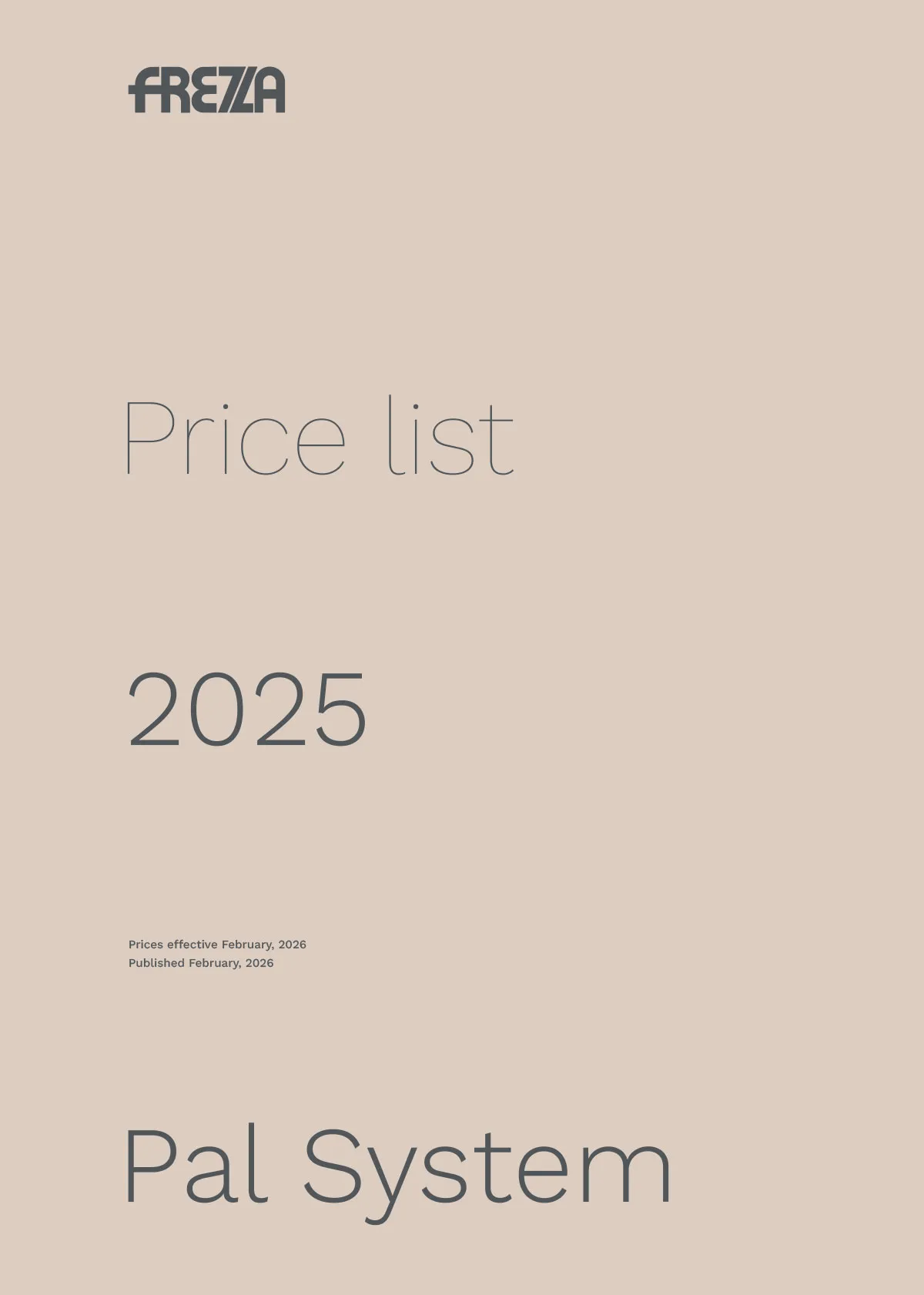 Frezza pal system price list