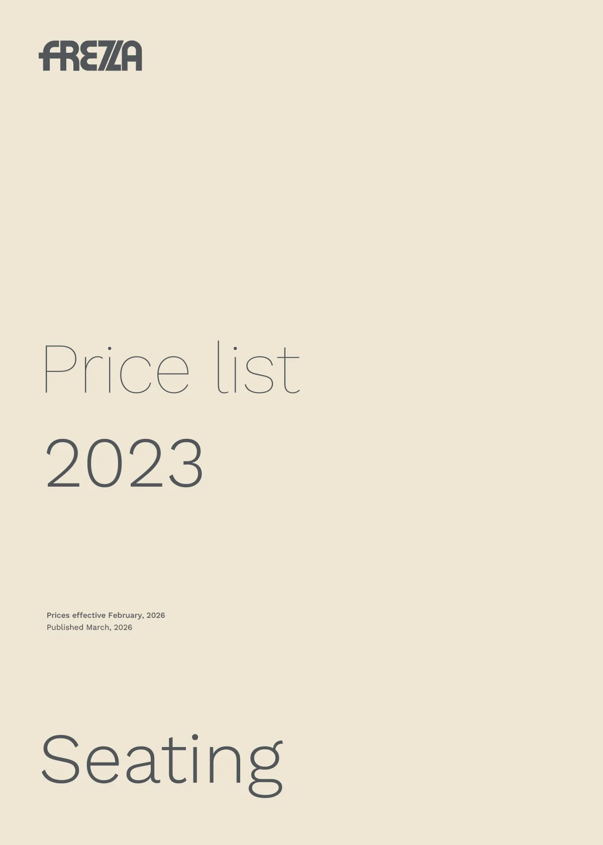 Frezza seating price list