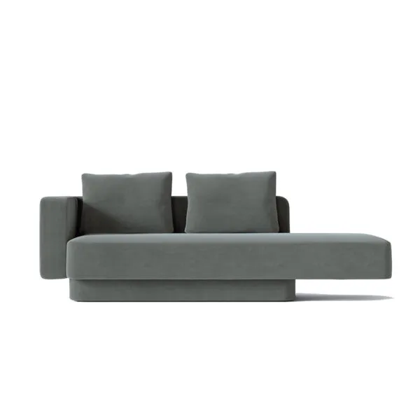 Sabree — Luxury sofa chaise longue, anthracite grey, recessed base