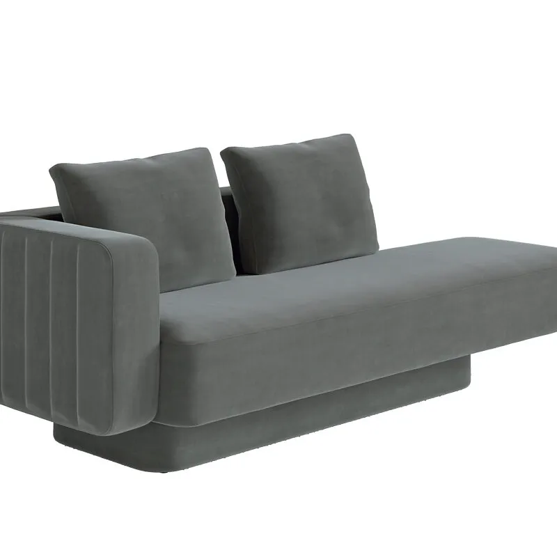Sabree luxury sofa chaise longue in anthracite grey upholstery, side view revealing the signature undulating panels — Italian design