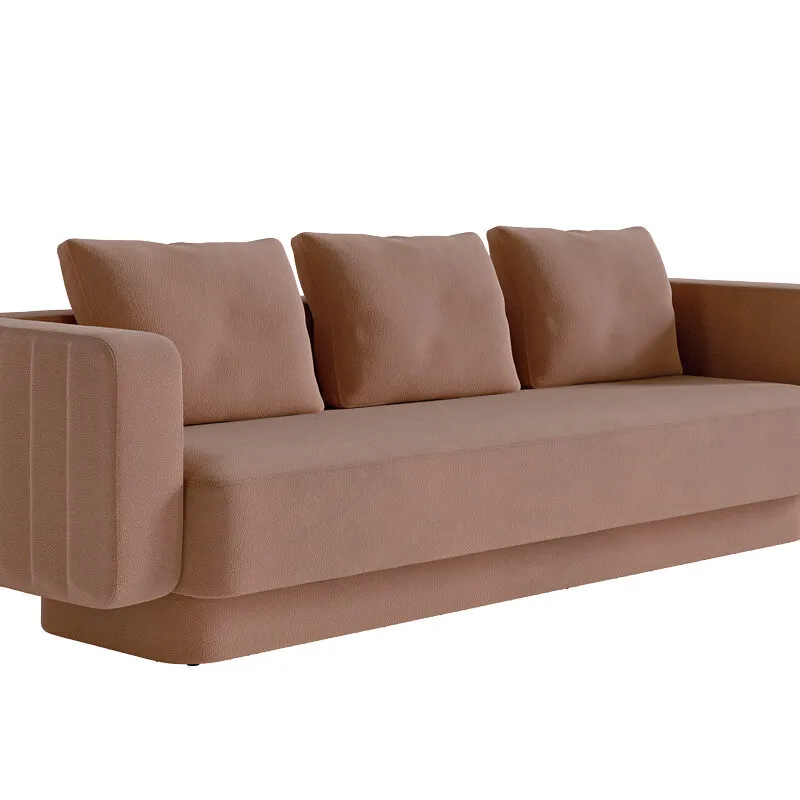 Sabree luxury sofa three-seater in terracotta upholstery, three-quarter view showing the sculptural undulating side panels and monolithic proportions — Italian design