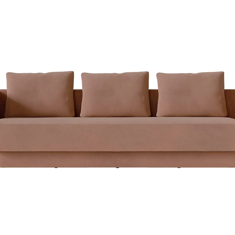 Sabree luxury sofa three-seater in terracotta upholstery, front view with signature undulating side panels and recessed base — Italian design